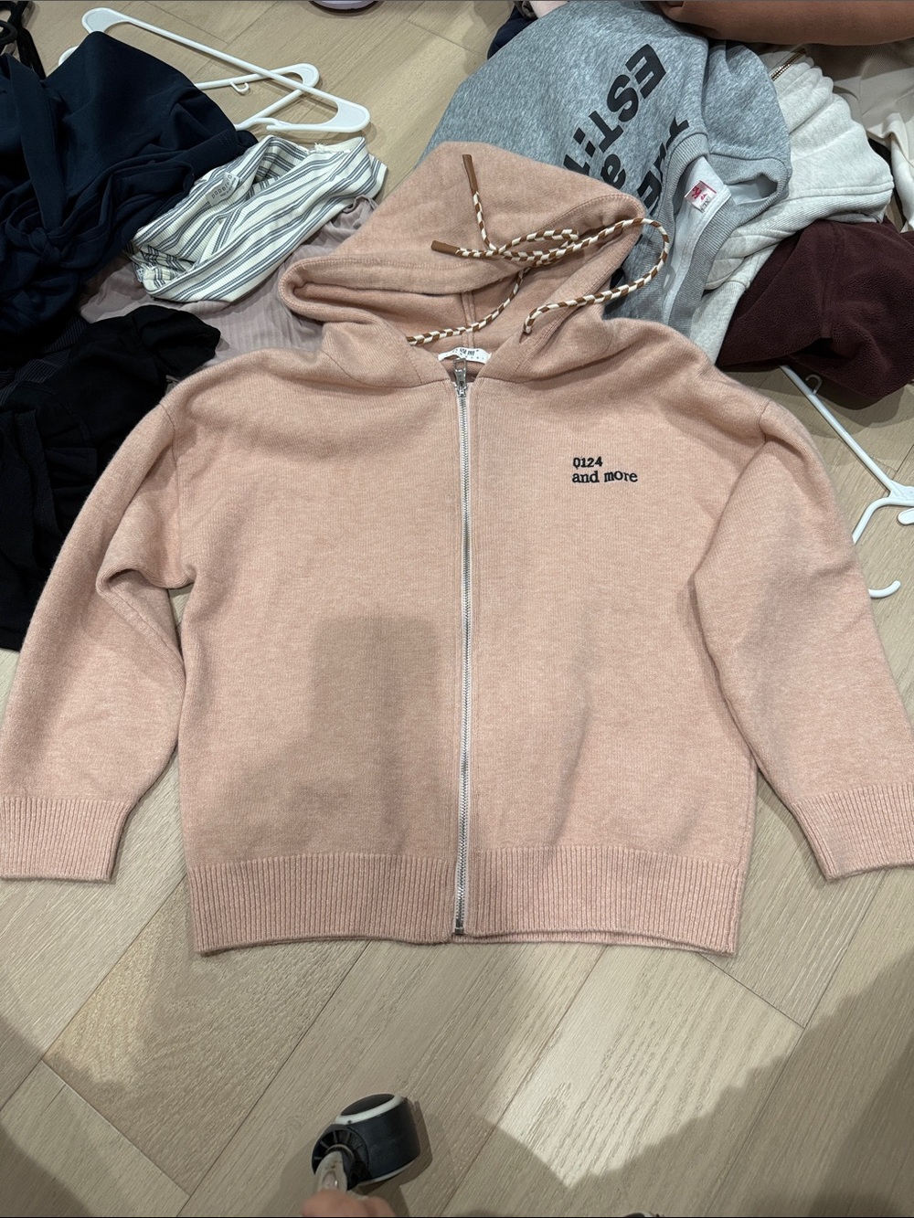 Pink Zip-Up Hoodie Sweater